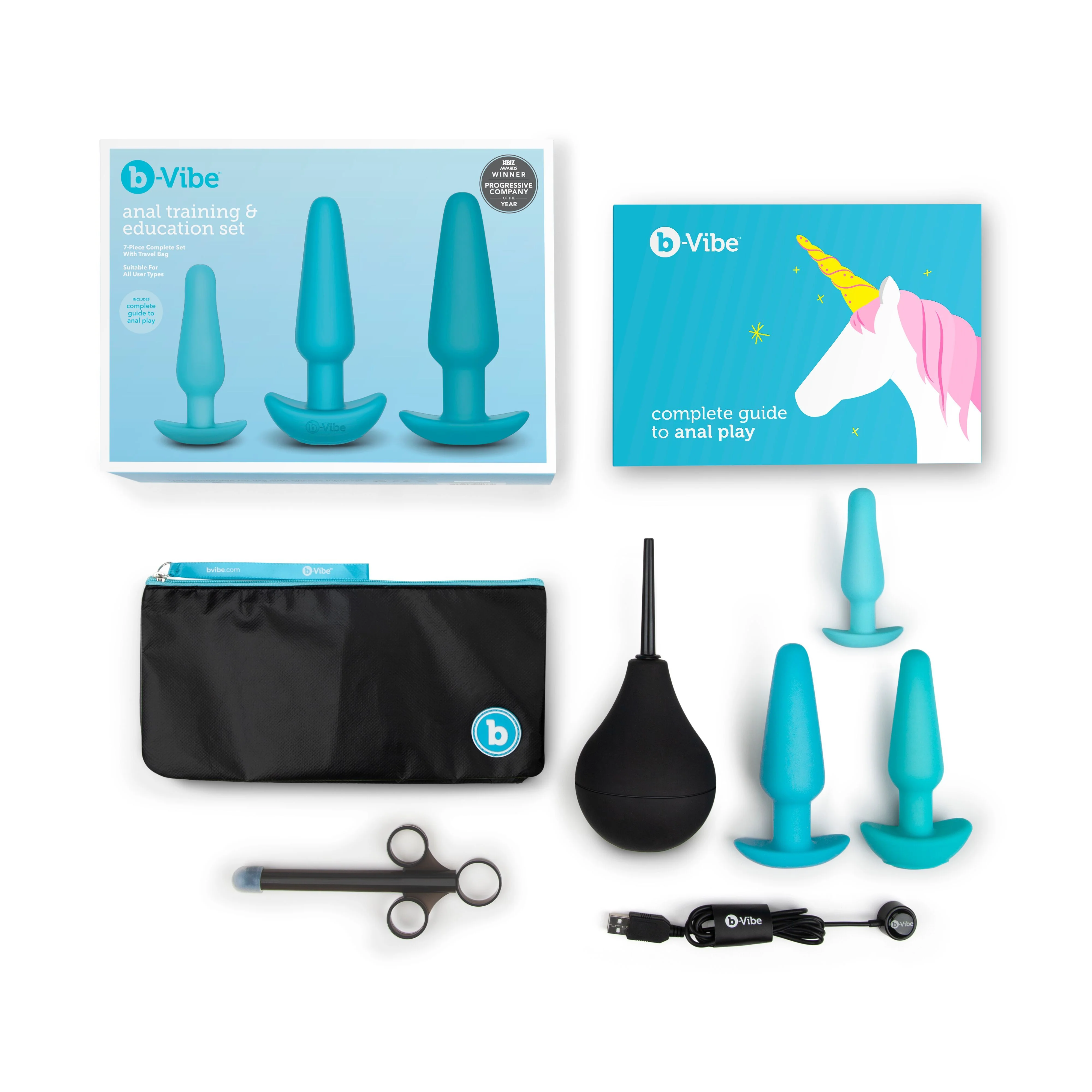 b-Vibe Anal Training & Education Set Plug Kit with Lube Launcher & Enema - Image 4